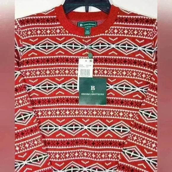B BY BROOKS BROTHERS BIG BOYS COTTON FAIRISLE CREWNECK SWEATER. - Picture 3 of 7